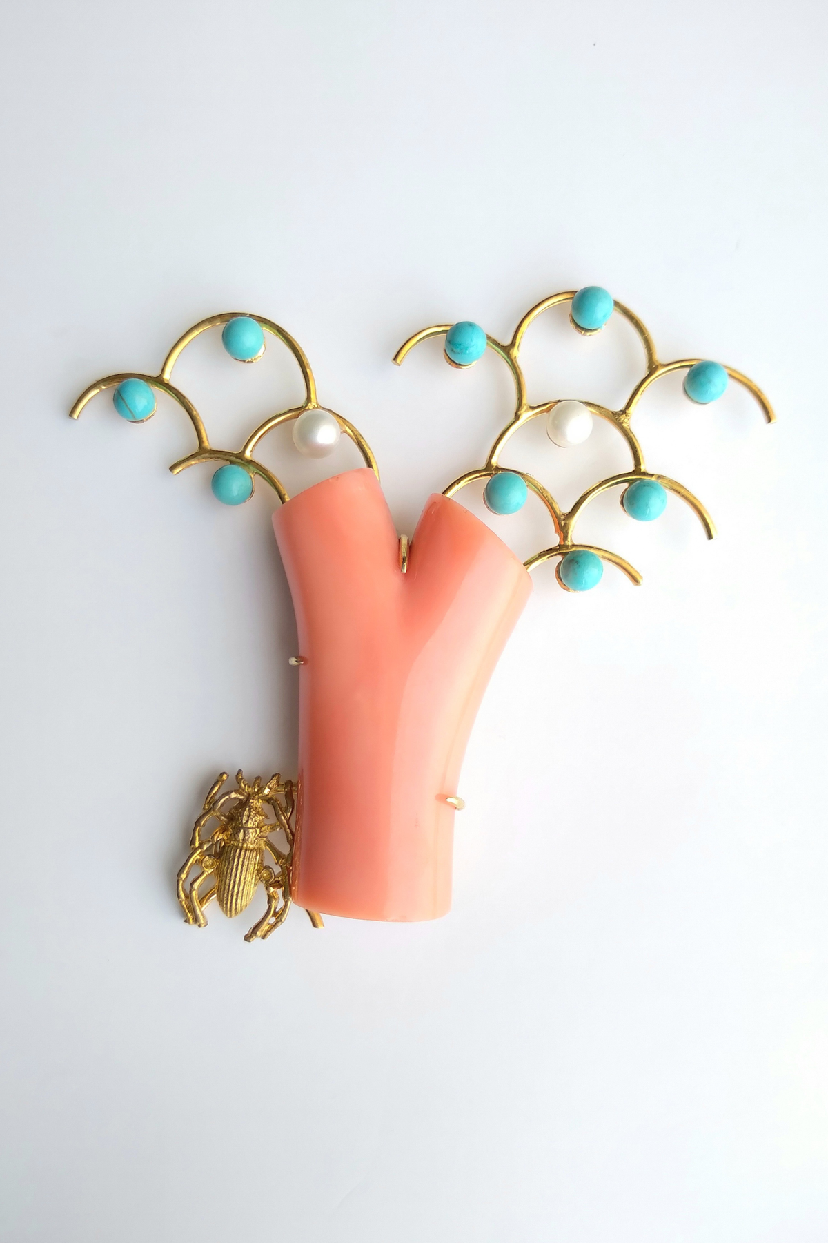 Pink Coral Tree Brooch Pin