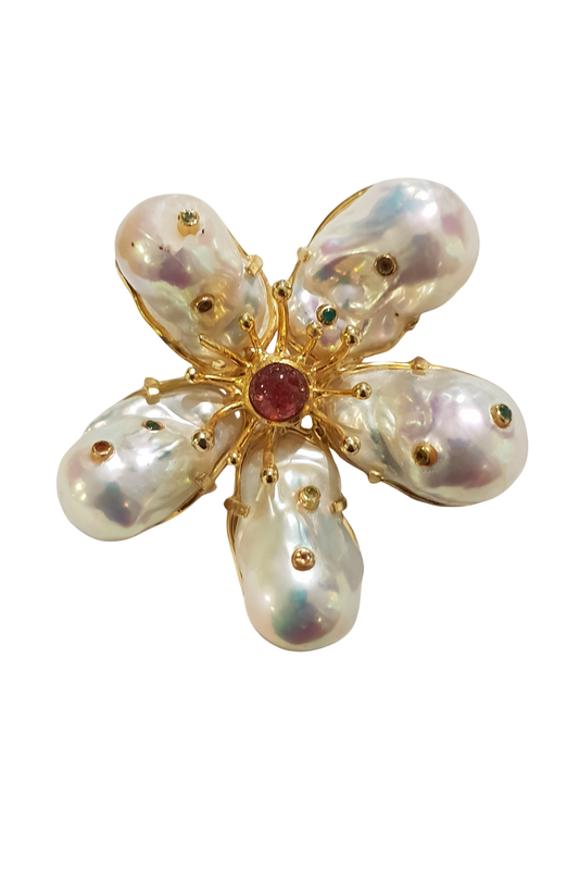 Baroque Pearl Starfish Brooch Pin