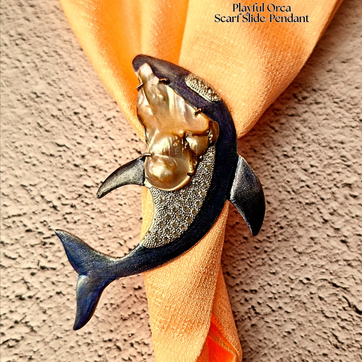 Playful Orca Scarf Slide-Necklace