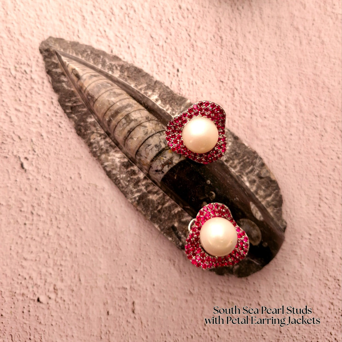 South Sea Pearl Studs with Petal Earring Jackets