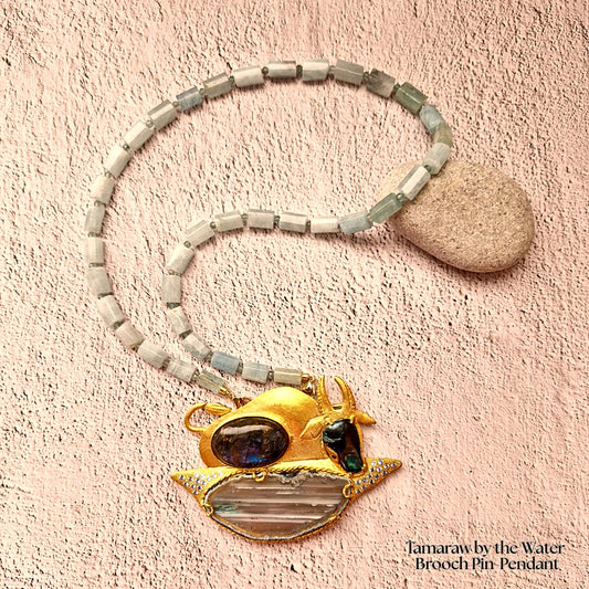 Tamaraw by the Water Brooch Pin Necklace