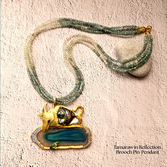 Tamaraw in Reflection Brooch Pin Necklace